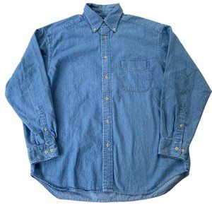 Vintage 90s Banana Republic Denim Shirt Mens Medium Button Down Long Sleeve